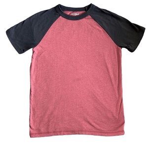 Cat & Jack Youth Medium 8/10 Red Heathered & Dark Grey Short Sleeve Jersey Shirt